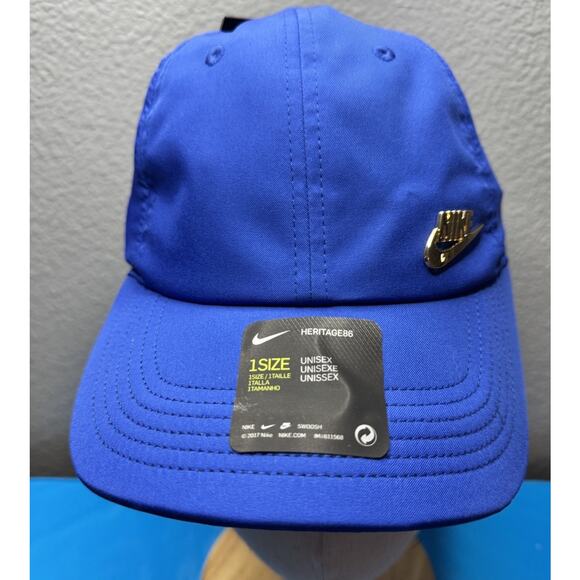 Nike Other - Nike Heritage 86 Metal Futura Logo Performance Adjustable Hat -Blue Gold Logo ￼